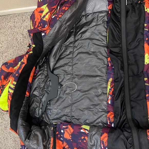 Snowy Owl‎ Ski Snowboard Hooded Colorful Puzzles Insulated Waterproof Jacket XL